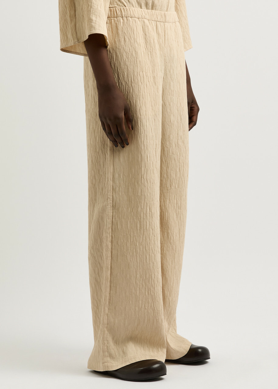 BY Malene Birger Darja Textured Straight-leg Trousers Beige