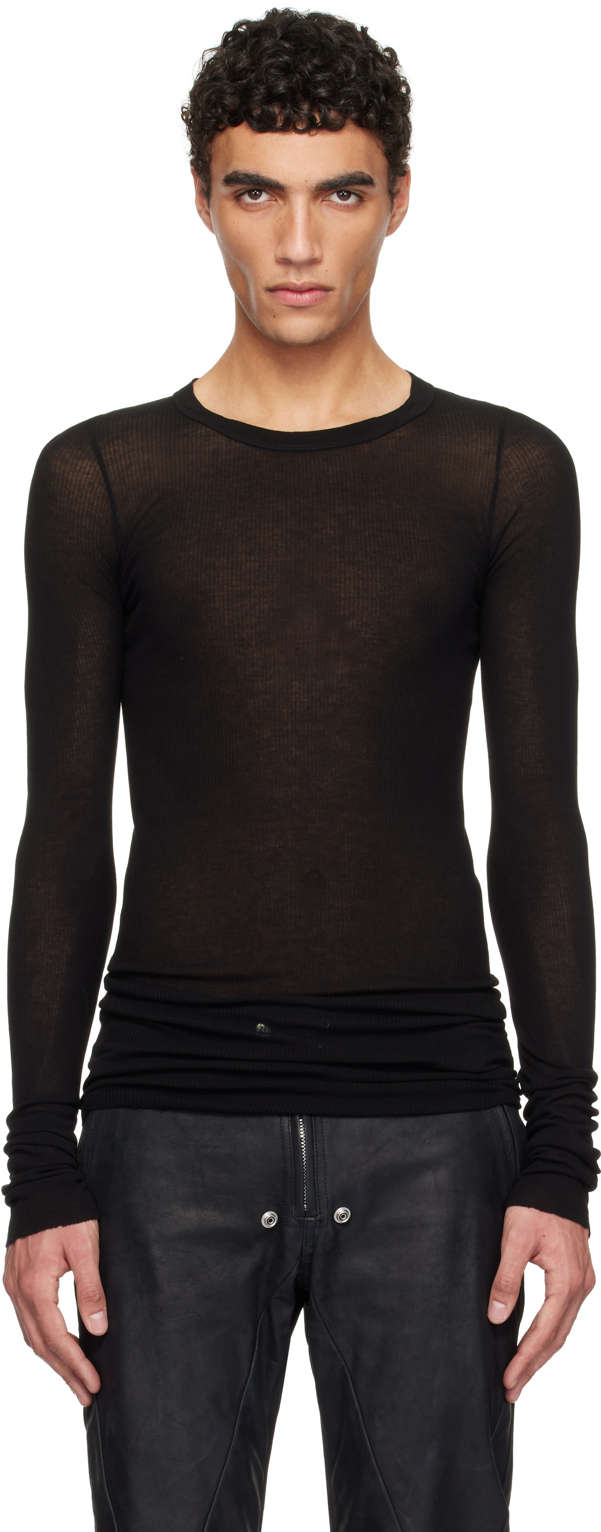 トップス RickOwens  LS T HOLLYWOOD 25ss Rick Owens Black Hollywood Rib LS T-shirt Rick Owens