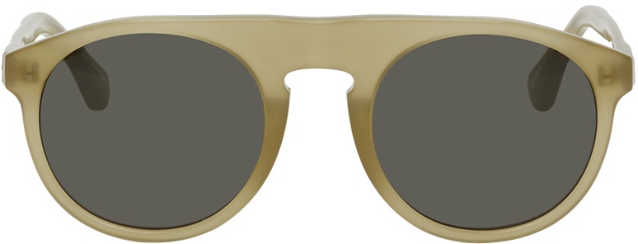 Photo: Dries Van Noten Beige Linda Farrow Edition Flat Top Sunglasses