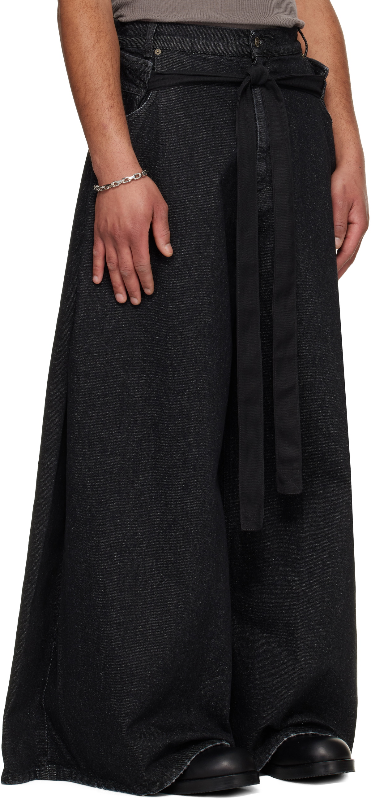 LU'U DAN Black Tie Maxi Jeans