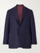 Rubinacci - Darted Flecked Wool-Herringbone Suit Jacket - Blue