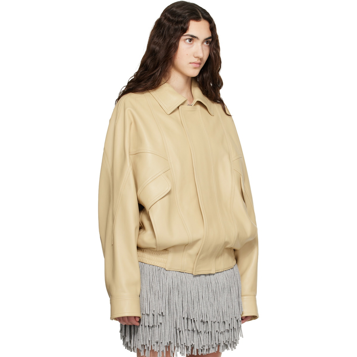 ABRA Yellow Leather Bomber Jacket