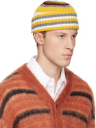 Marni Yellow & Gray Striped Ribbed Beanie