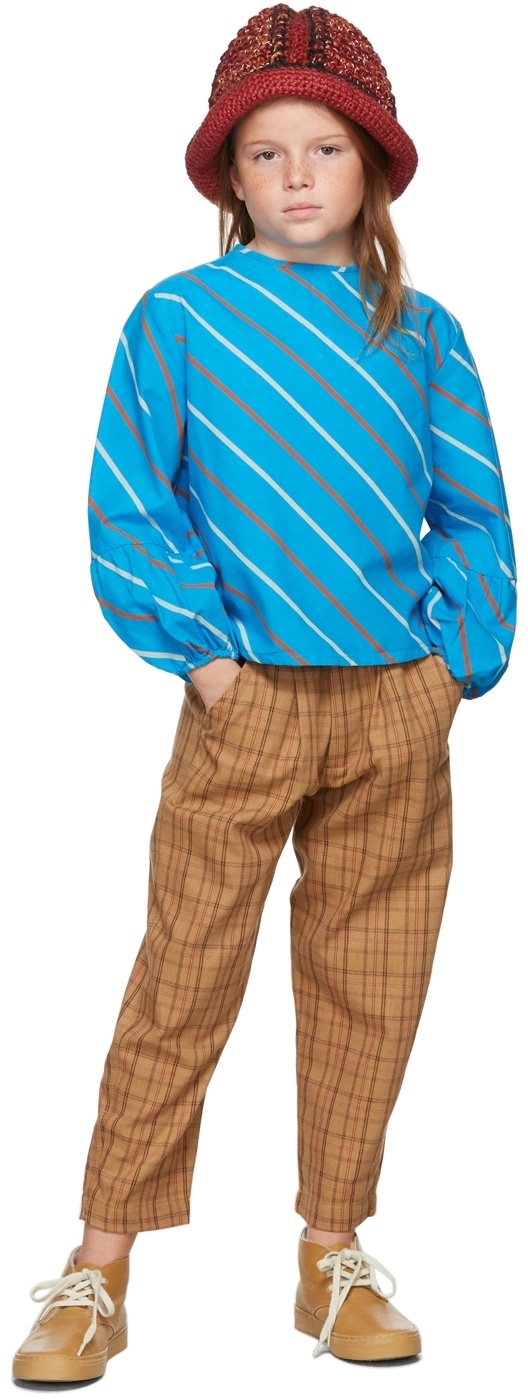 Repose AMS Kids Blue Cloudy Diagonal Stripe Top
