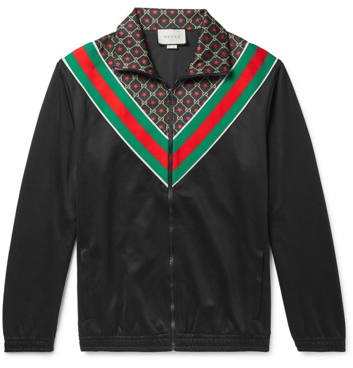 Photo: Gucci - Webbing-Trimmed Logo-Print Tech-Jersey Track Jacket - Black