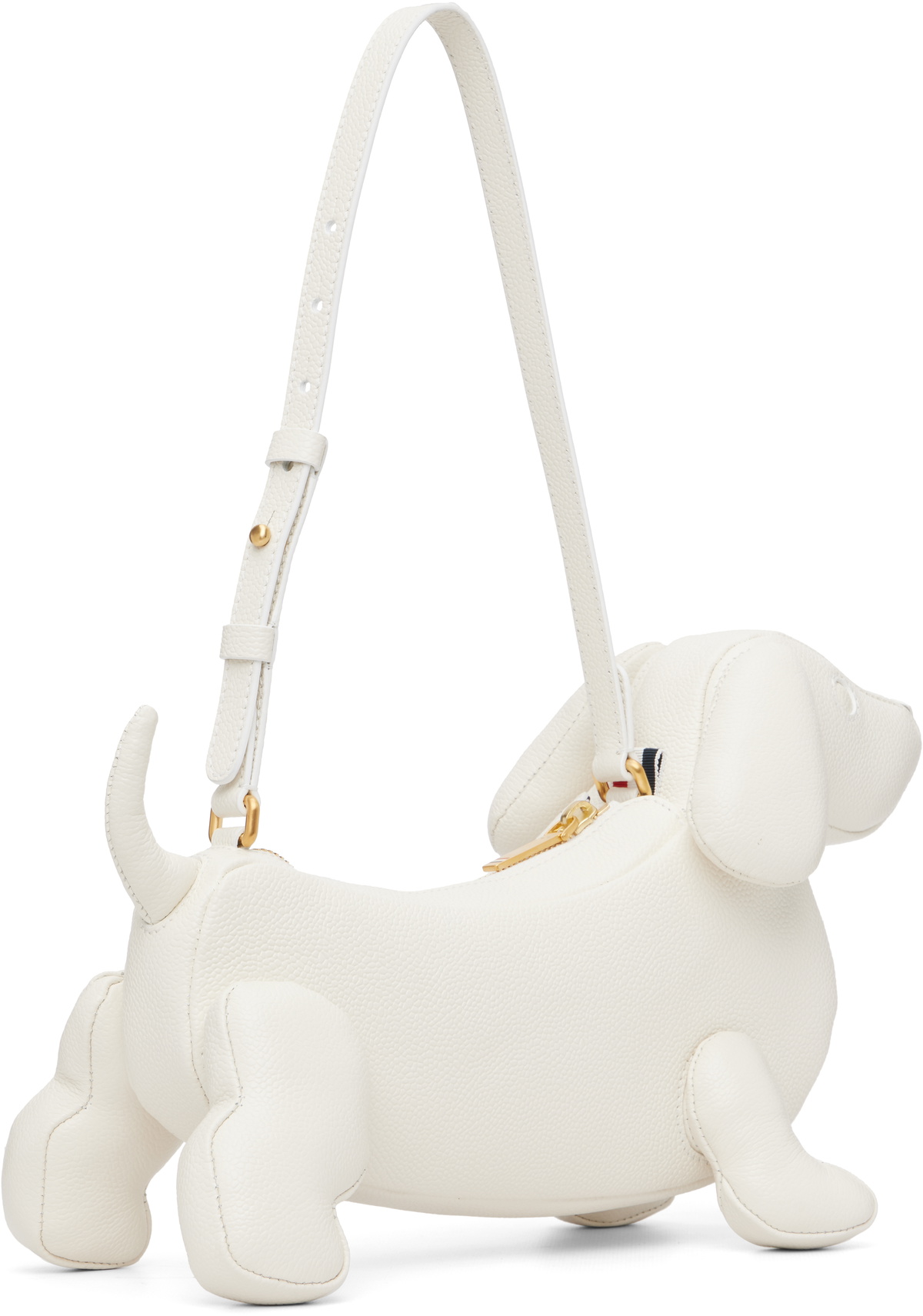 Thom Browne White Pebble Grain Baby Hector Shoulder Bag