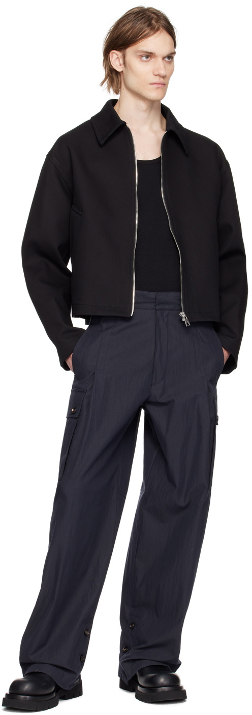 Bottega Veneta Navy Pleated Cargo Pants