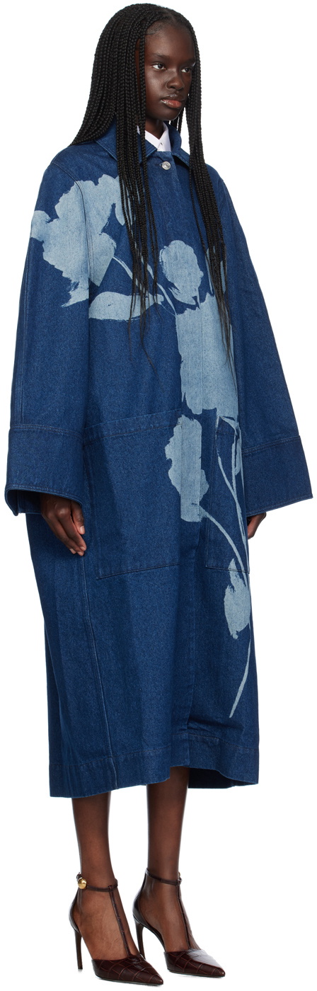 Erdem Indigo Floral Denim Coat