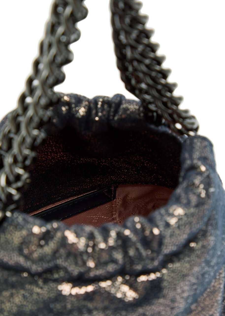 Stella Mccartney Falabella Mini Drawstring Metallic Faux Suede Tote bag - Navy - One Size