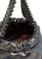 Stella Mccartney Falabella Mini Drawstring Metallic Faux Suede Tote bag - Navy - One Size