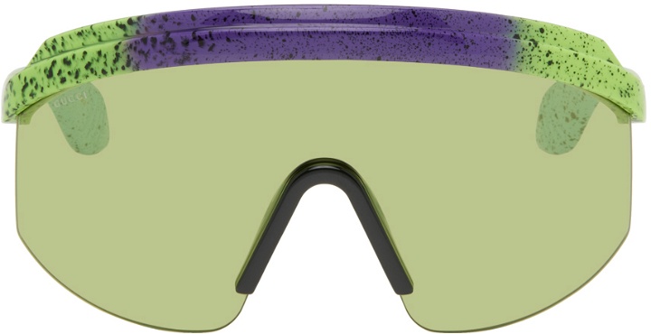 Photo: Gucci Green & Purple Shield Sunglasses
