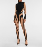 Mugler - Embellished high-rise spiral leggings