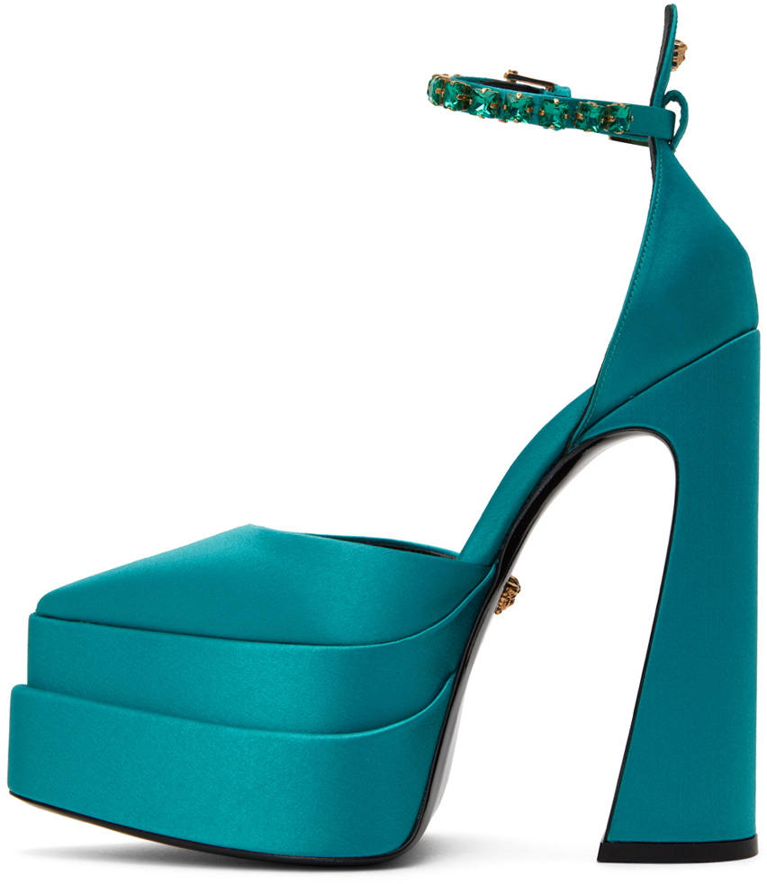 Versace Blue Aevitas Pointy Platform Heels