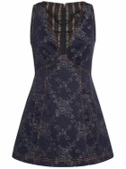 ETRO - Jacquard V-neck Sleeveless Mini Dress