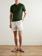 Brioni - Straight-Leg Pleated Cotton-Seersucker Shorts - White