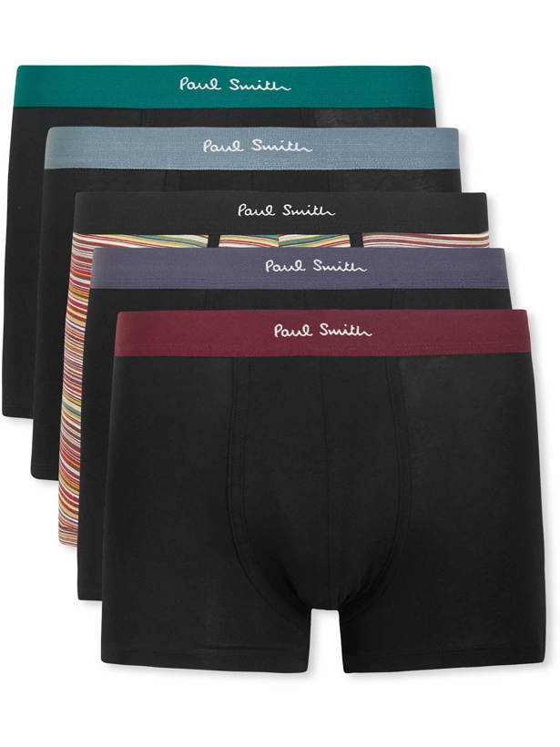 Photo: PAUL SMITH - Five-Pack Stretch-Cotton Boxer Briefs - Black