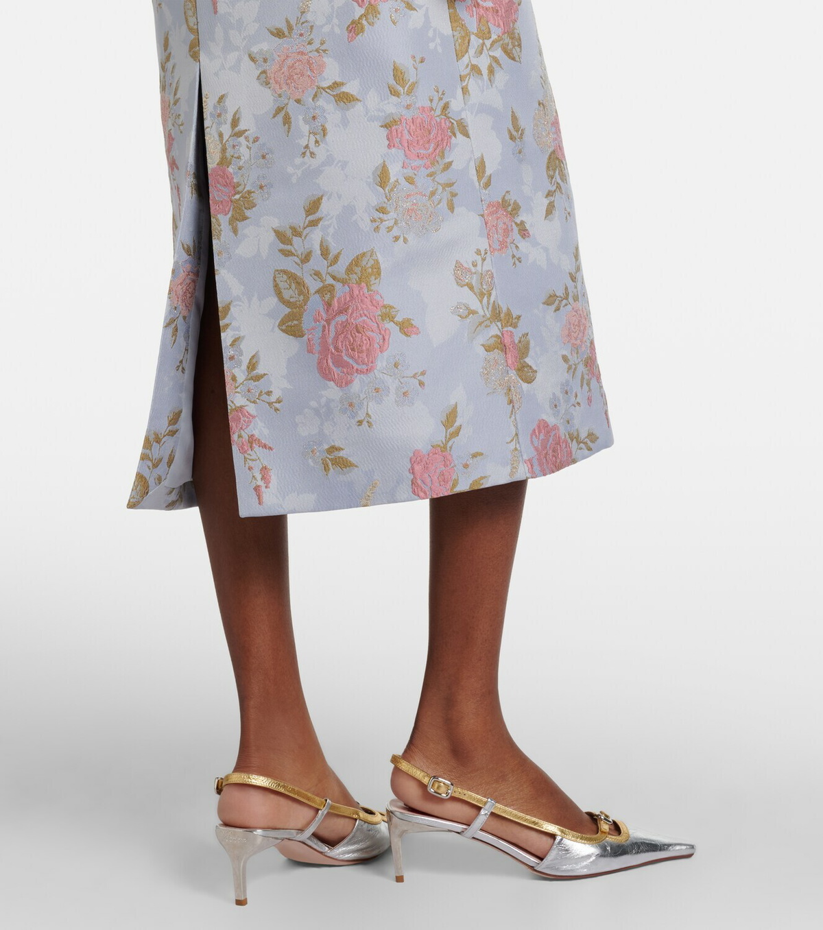Markarian Gloria floral lamé brocade corset dress
