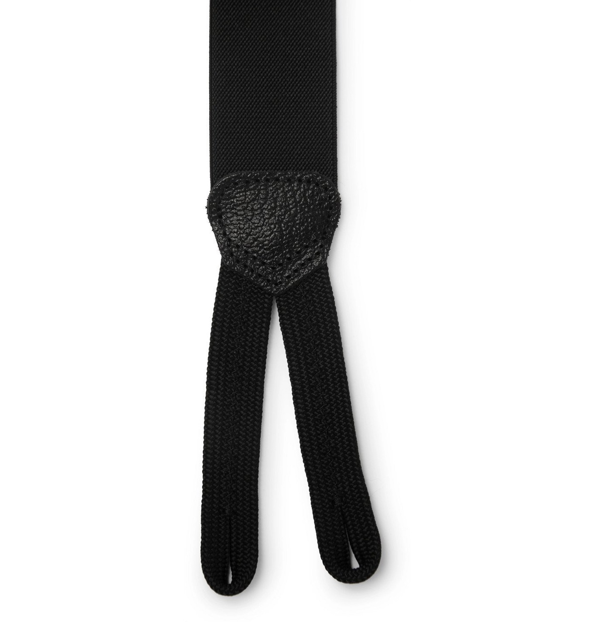 Favourbrook Leather-trimmed Silk-moire Braces In Black