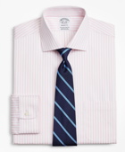 Brooks Brothers Men's Stretch Regent Regular-Fit Dress Shirt, Non-Iron Twill English Collar Bold Stripe | Pink