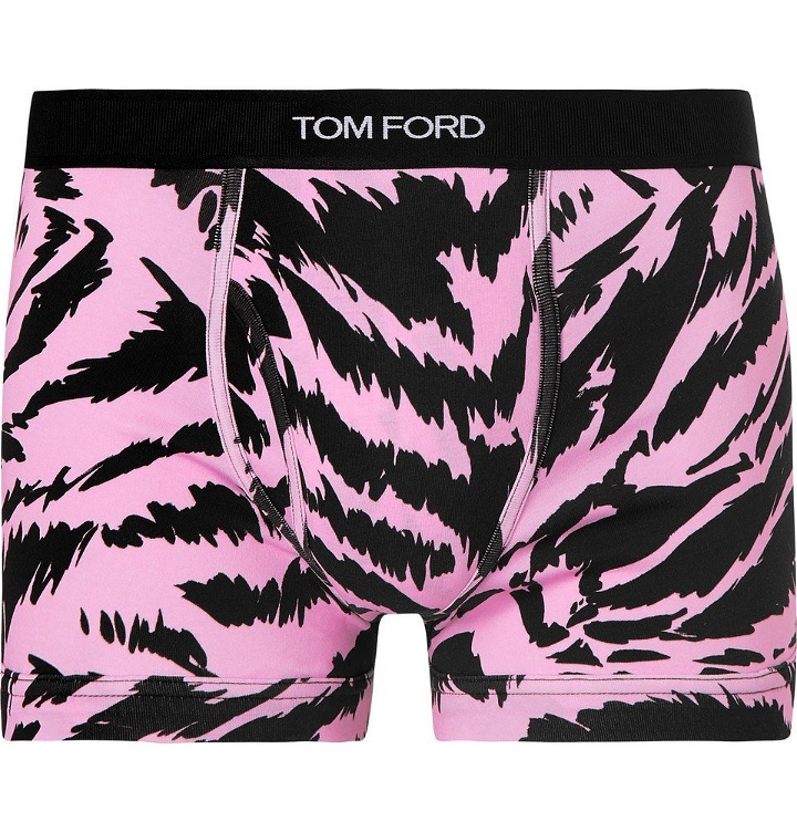 Photo: TOM FORD - Zebra-Print Stretch-Cotton Jersey Boxer Briefs - Pink