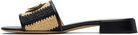 Valentino Garavani Black & Off-White VLogo Signature Faux-Raffia Slides