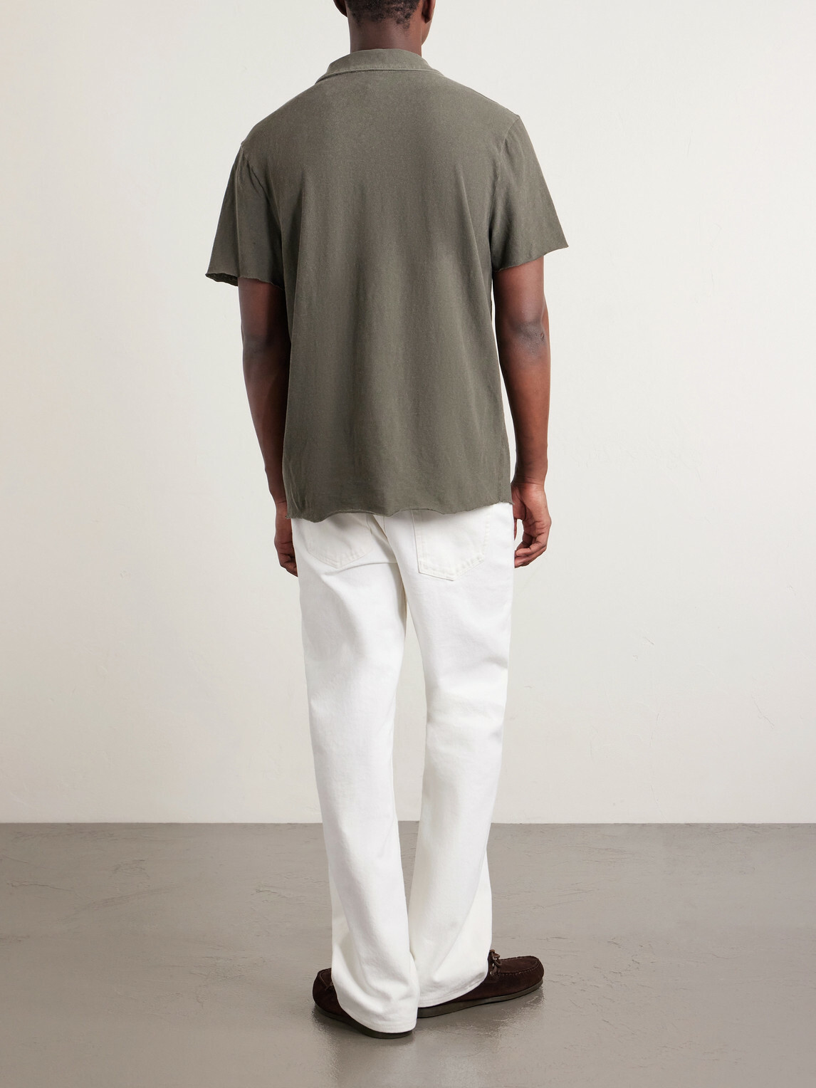 James Perse - Open-Collar Cotton-Jersey Polo Shirt - Green