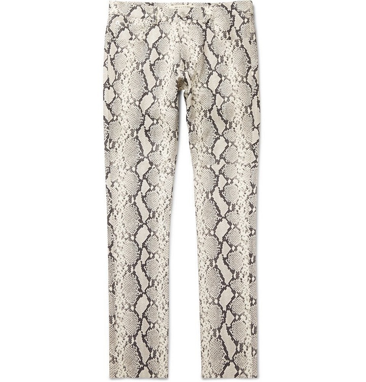 Photo: 1017 ALYX 9SM - Slim-Fit Snake-Print Leather Trousers - Snake print