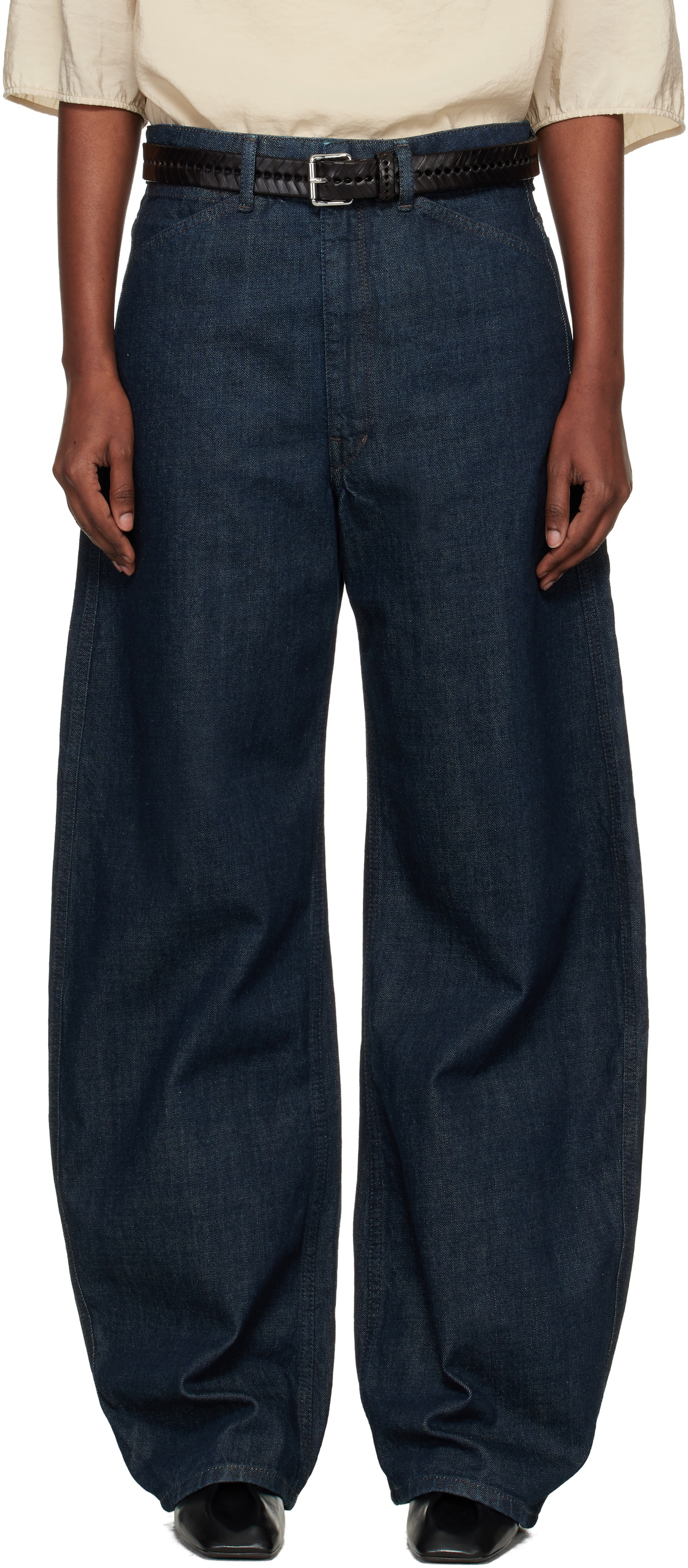 LEMAIRE Navy High Waisted Curved Jeans