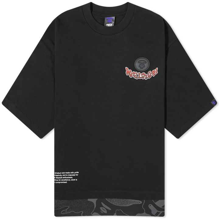Photo: Men's AAPE Team Silicon Emboss Badge T-Shirt in Black