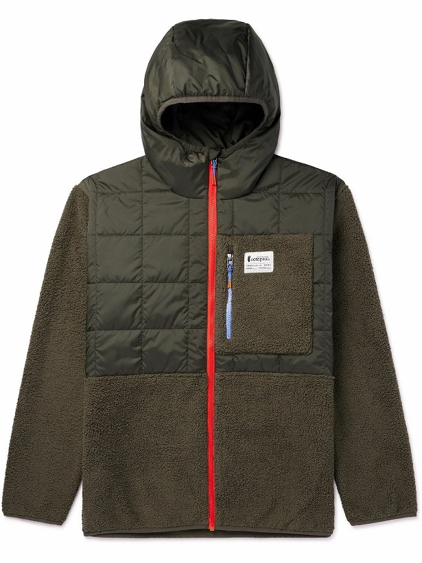 Photo: Cotopaxi - Tricot Hybrid Logo-Appliquéd Quilted Recycled Shell-Trimmed Fleece Hooded Jacket - Brown