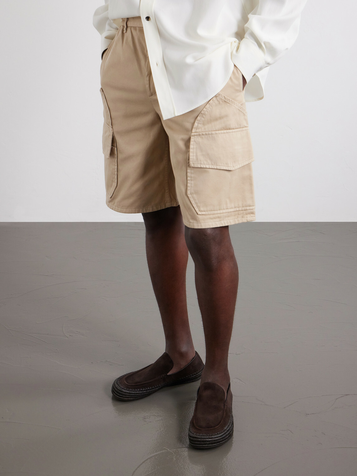 LOEWE - Paula's Ibiza Rio Raffia-Trimmed Suede Loafers - Brown