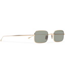 Eyevan 7285 - Rectangle-Frame Gold-Tone Titanium Sunglasses - Gold