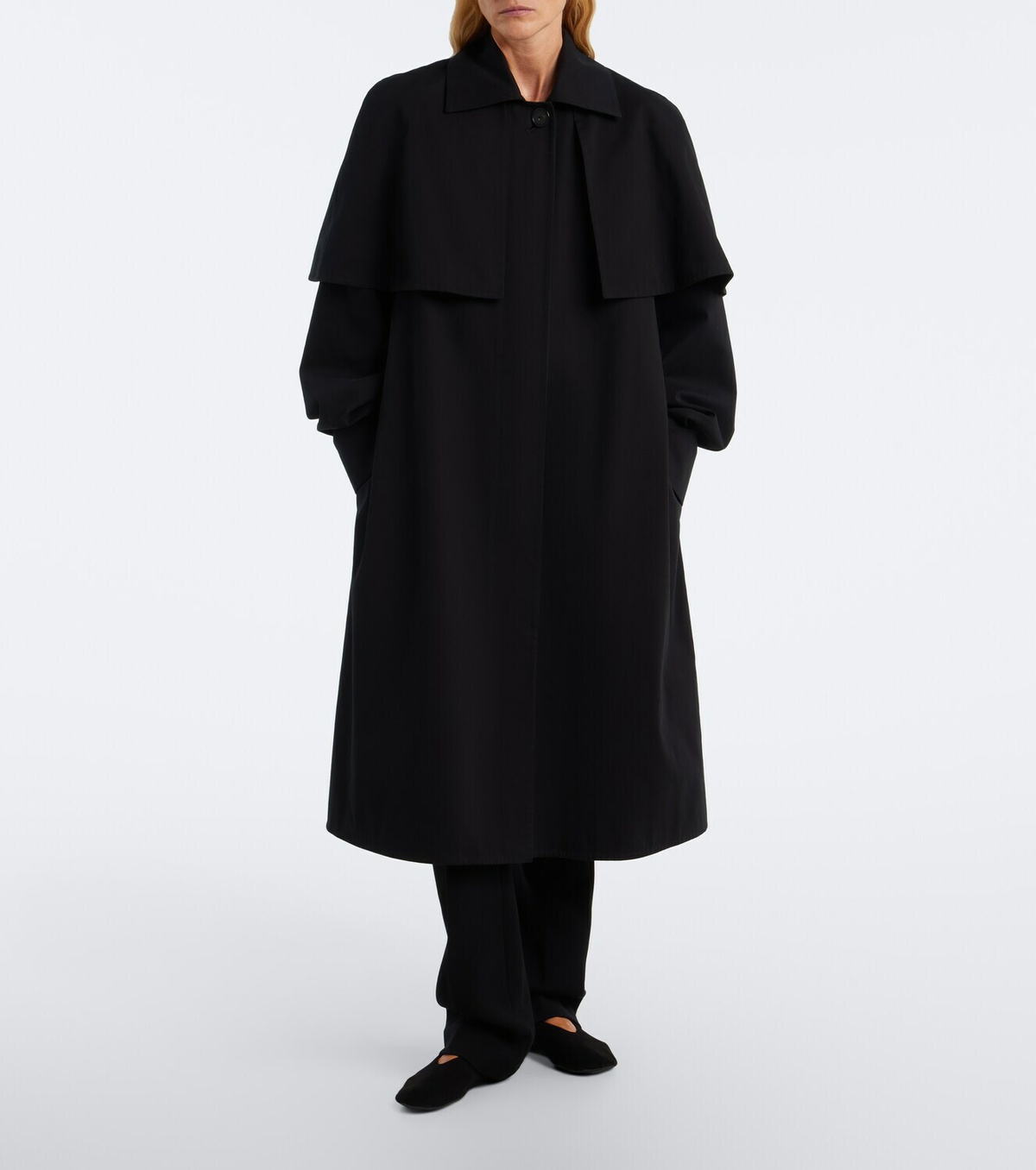 The Row Ayana caped cotton trench coat