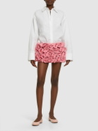 VALENTINO - Silk Mini Skirt W/ Rose Appliqués