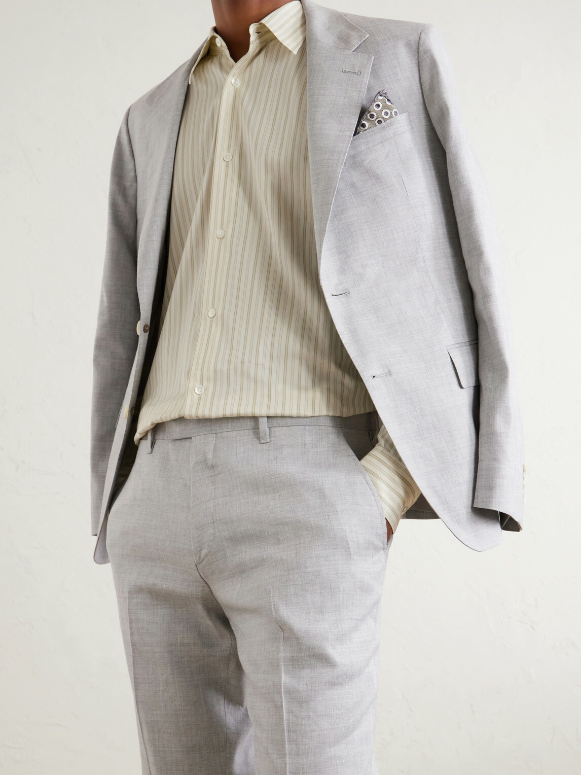 Mr P. - Straight-Leg Linen and Wool-Blend Suit Trousers - Gray