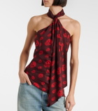 McQueen Skull scarf-detail halterneck silk top