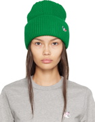 Maison Kitsuné Green Tricolor Fox Beanie