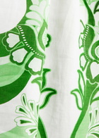 Farm Rio Color Festival Printed Linen Midi Skirt Green