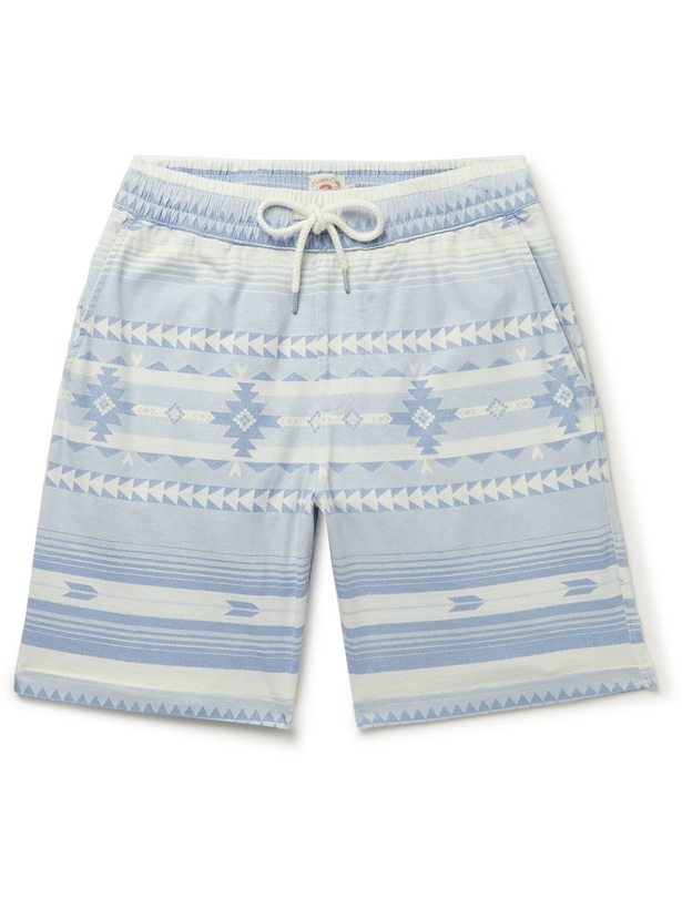 Photo: Faherty - Knit Seasons Slim-Fit Printed Organic Cotton-Jersey Shorts - Blue