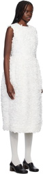 Comme des Garçons White Tulle Flower Tape Embroidery Midi Dress