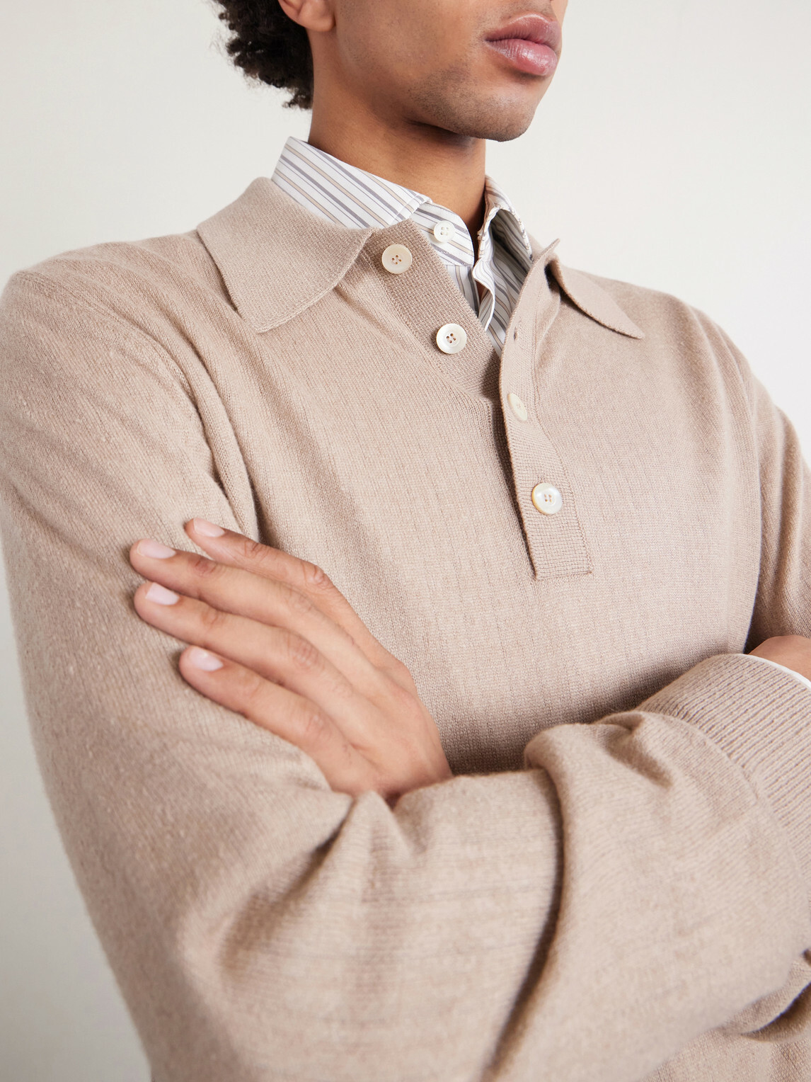 PIACENZA 1733 - SIlk and Cashmere-Blend Polo Sweater - Neutrals