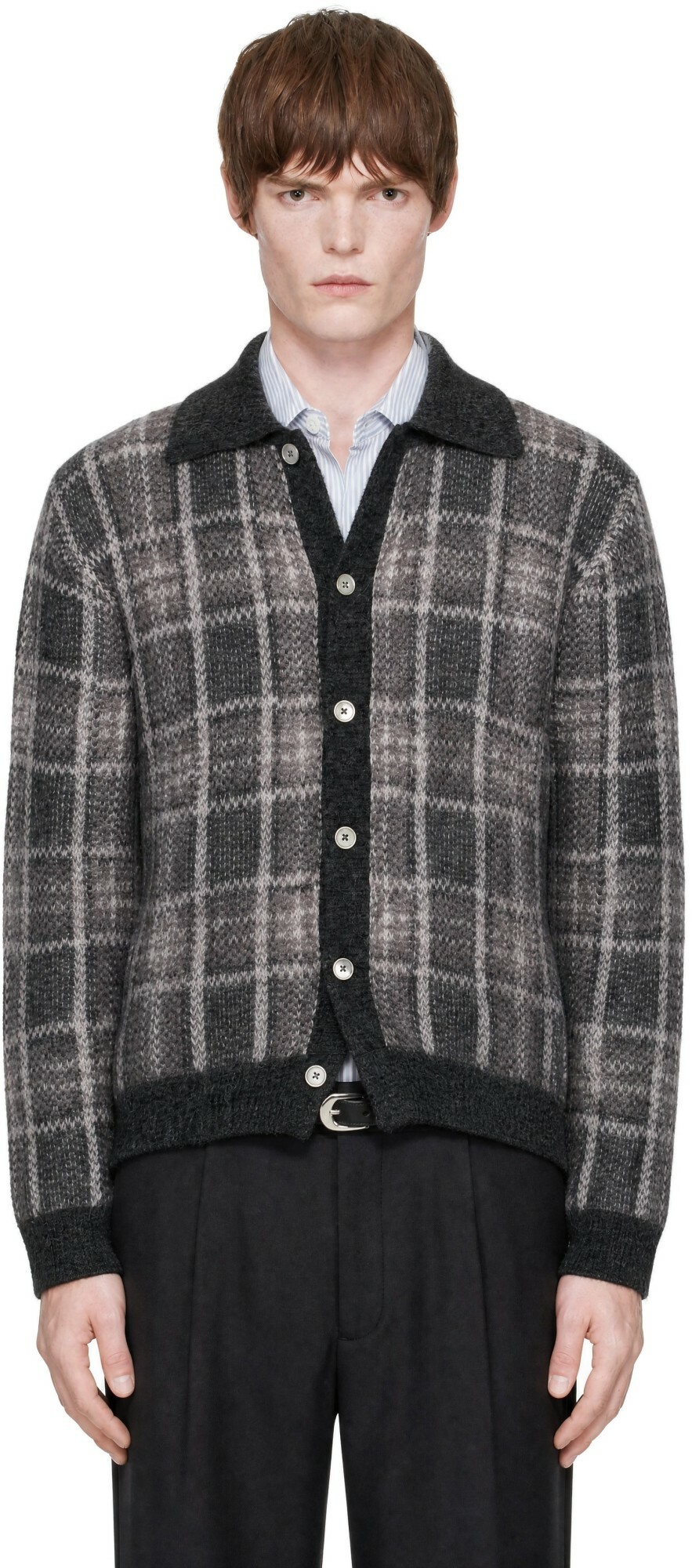 OUR LEGACY Gray Evening Polo Cardigan