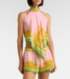 Versace Printed cotton and silk voile shorts