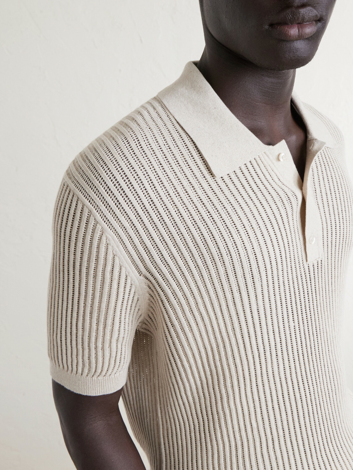 Frescobol Carioca - Vidal Ribbed Cotton and Linen-Blend Polo Shirt - Neutrals