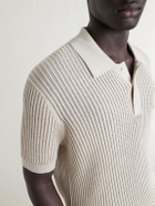 Frescobol Carioca - Vidal Ribbed Cotton and Linen-Blend Polo Shirt - Neutrals