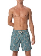 MC2 Saint Barth Man Mid-length Gustavia Swim-shorts With Cashmere Print