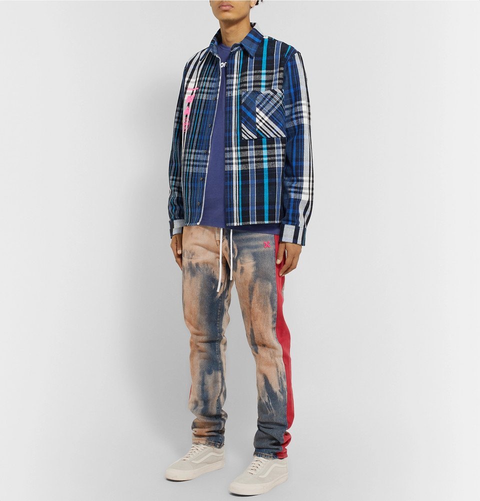 Off-White - Slim-Fit Striped Bleached Denim Jeans - Blue Off-White