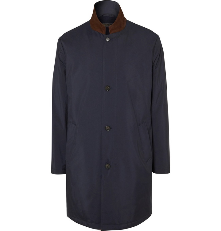 Photo: Loro Piana - Windmate Suede-Trimmed Storm System Nylon Overcoat - Blue