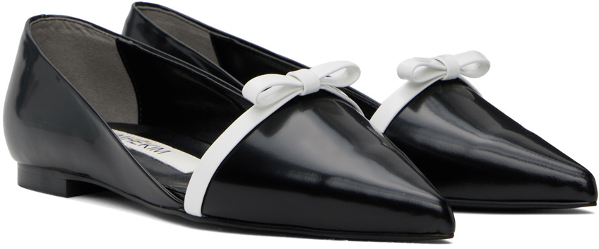 KIMHĒKIM Black & White Gabriel Pointy-Toe Leather Ballerina Flats