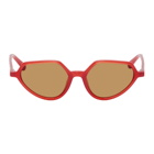 Dries Van Noten Red and Brown Linda Farrow Edition 178 C6 Sunglasses